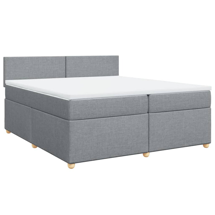Pat box spring cu saltea, gri deschis, 200x200 cm, textil - WALTI WALTI