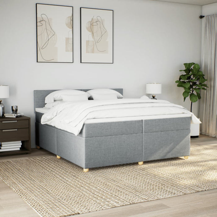 Pat box spring cu saltea, gri deschis, 200x200 cm, textil - WALTI WALTI