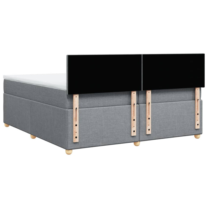 Pat box spring cu saltea, gri deschis, 200x200 cm, textil - WALTI WALTI