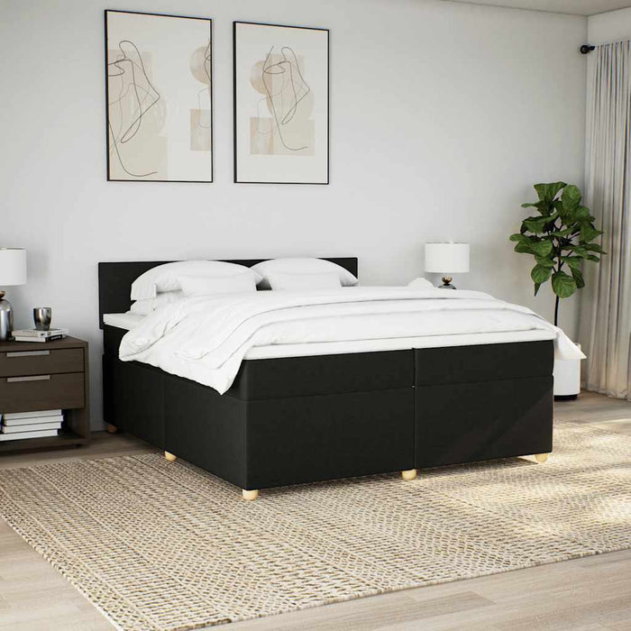 Pat box spring cu saltea, negru, 200x200 cm, textil - WALTI WALTI