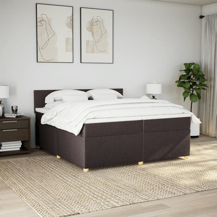 Pat box spring cu saltea, maro închis, 200x200 cm, textil - WALTI WALTI