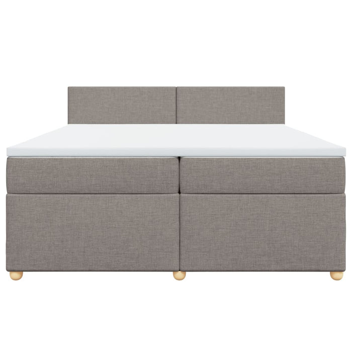 Pat box spring cu saltea, gri taupe, 200x200 cm, textil WALTI