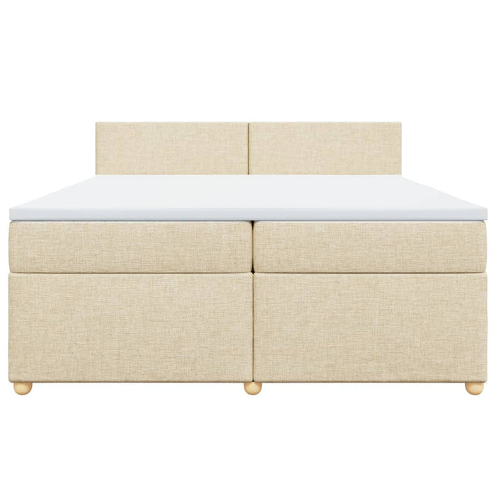 Pat box spring cu saltea, crem, 200x200 cm, textil WALTI
