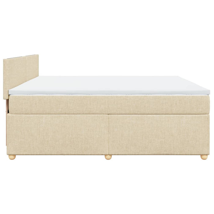 Pat box spring cu saltea, crem, 200x200 cm, textil WALTI