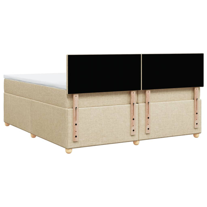 Pat box spring cu saltea, crem, 200x200 cm, textil WALTI