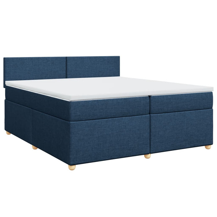 Pat box spring cu saltea, albastru, 200x200 cm, textil - WALTI WALTI
