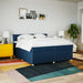 Pat box spring cu saltea, albastru, 200x200 cm, textil - WALTI WALTI