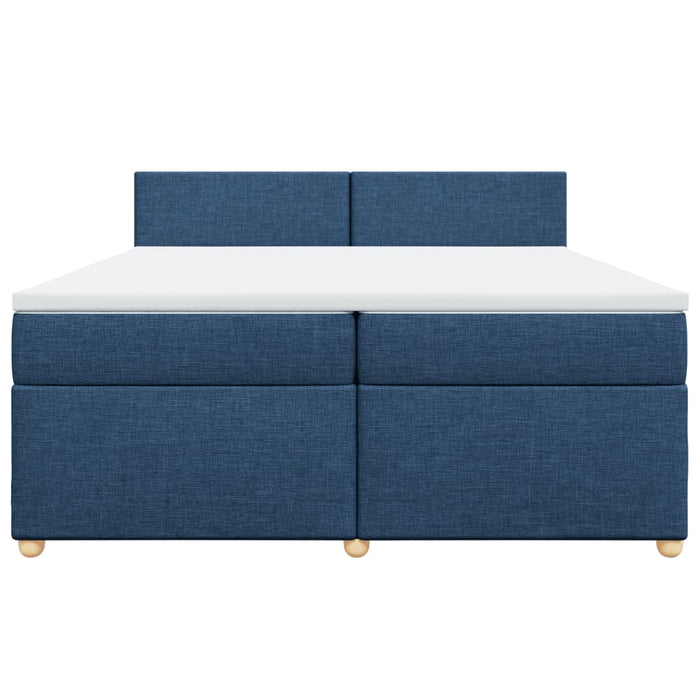 Pat box spring cu saltea, albastru, 200x200 cm, textil - WALTI WALTI