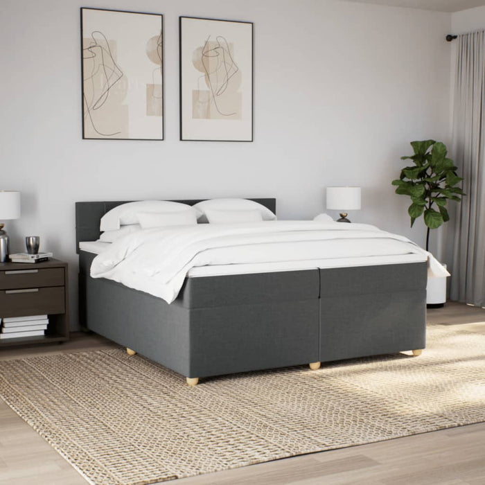 Pat box spring cu saltea, gri închis, 200x200 cm, textil - WALTI WALTI