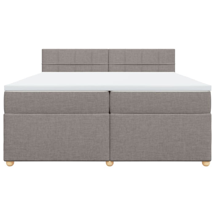 Pat box spring cu saltea, gri taupe, 200x200 cm, textil WALTI