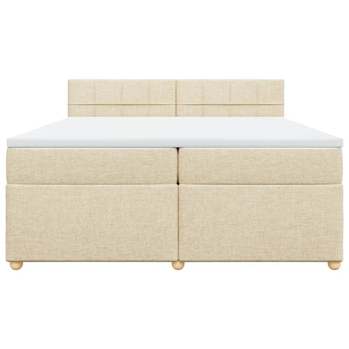 Pat box spring cu saltea, crem, 200x200 cm, textil - WALTI WALTI