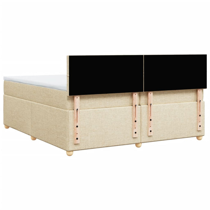 Pat box spring cu saltea, crem, 200x200 cm, textil - WALTI WALTI
