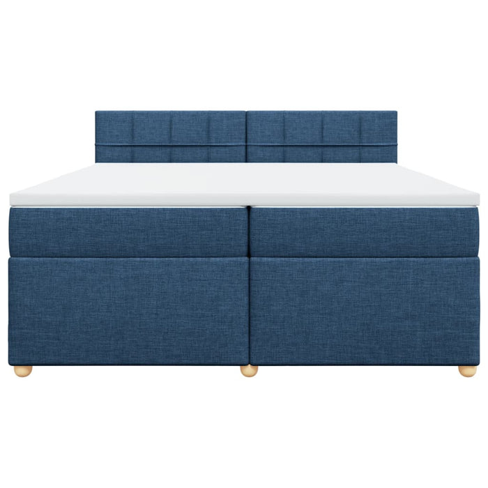 Pat box spring cu saltea, albastru, 200x200 cm, textil - WALTI WALTI