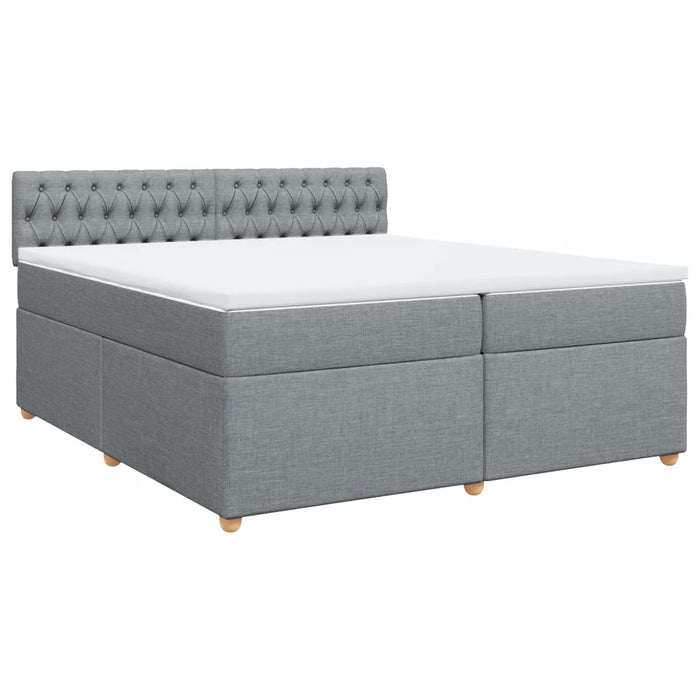 Pat box spring cu saltea, gri deschis, 200x200 cm, textil - WALTI WALTI