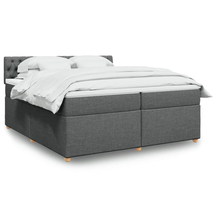 Pat box spring cu saltea, gri închis, 200x200 cm, textil - WALTI WALTI