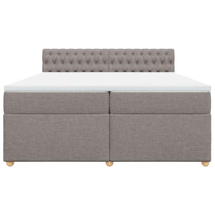 Pat box spring cu saltea, gri taupe, 200x200 cm, textil WALTI