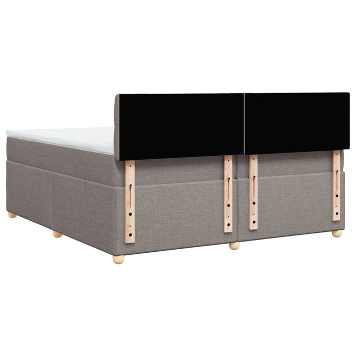 Pat box spring cu saltea, gri taupe, 200x200 cm, textil WALTI