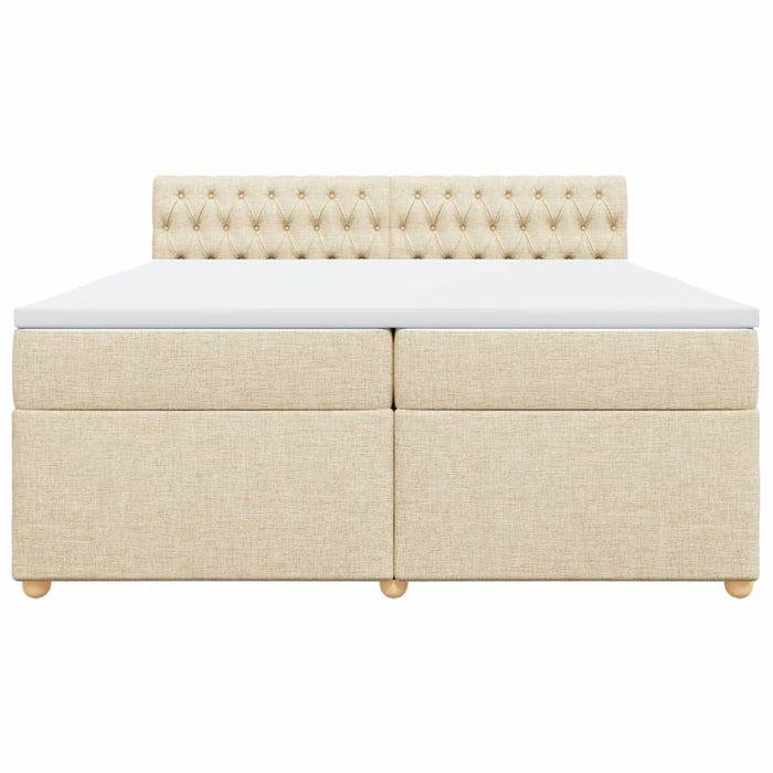 Pat box spring cu saltea, crem, 200x200 cm, textil - WALTI WALTI