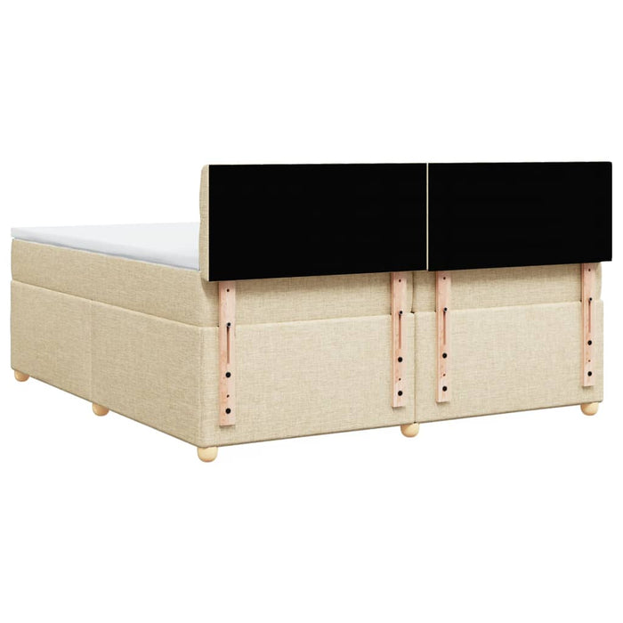 Pat box spring cu saltea, crem, 200x200 cm, textil - WALTI WALTI