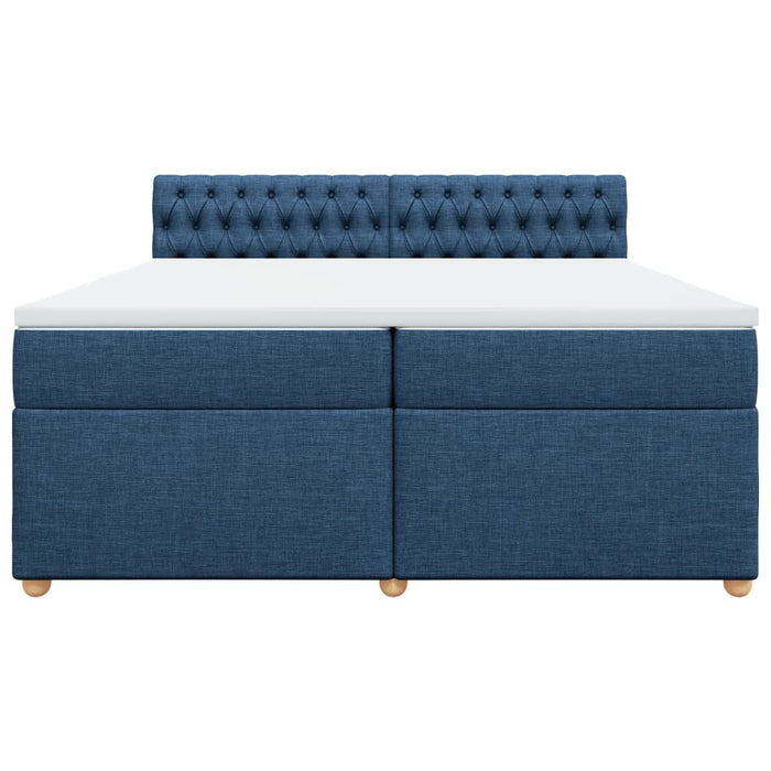 Pat box spring cu saltea, albastru, 200x200 cm, textil - WALTI WALTI