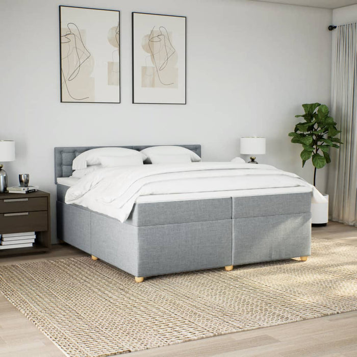 Pat box spring cu saltea, gri deschis, 200x200 cm, textil - WALTI WALTI