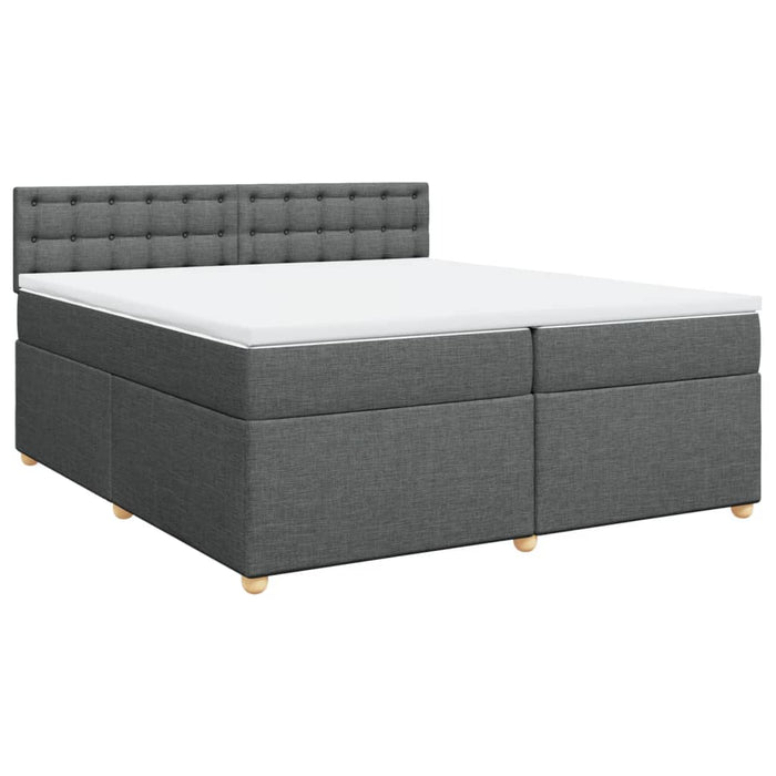 Pat box spring cu saltea, gri închis, 200x200 cm, textil - WALTI WALTI