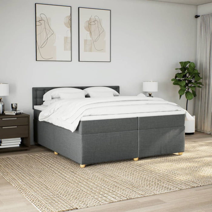 Pat box spring cu saltea, gri închis, 200x200 cm, textil - WALTI WALTI