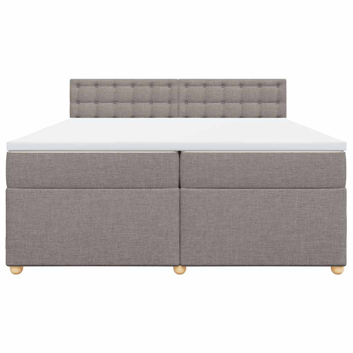 Pat box spring cu saltea, gri taupe, 200x200 cm, textil WALTI