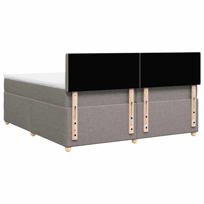 Pat box spring cu saltea, gri taupe, 200x200 cm, textil WALTI