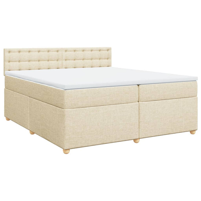 Pat box spring cu saltea, crem, 200x200 cm, textil WALTI