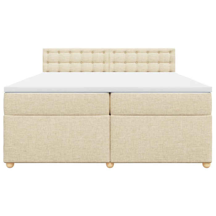 Pat box spring cu saltea, crem, 200x200 cm, textil WALTI