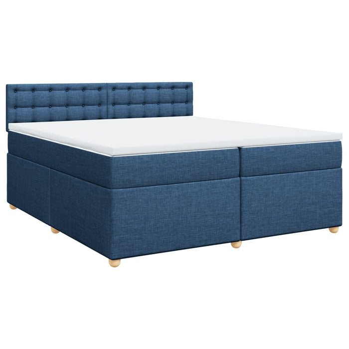 Pat box spring cu saltea, albastru, 200x200 cm, textil - WALTI WALTI