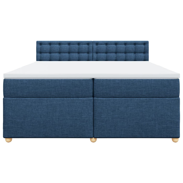 Pat box spring cu saltea, albastru, 200x200 cm, textil - WALTI WALTI