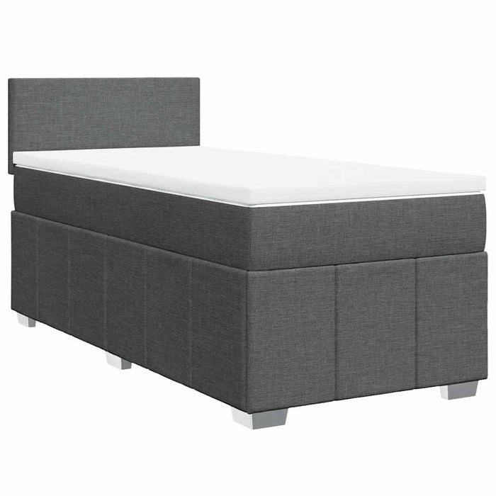 Pat box spring cu saltea, gri închis, 80x200 cm, textil WALTI