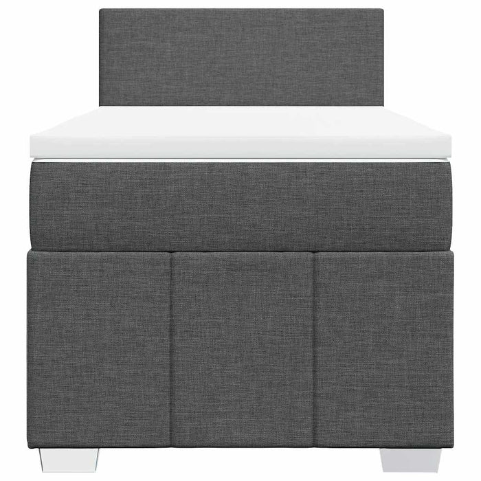 Pat box spring cu saltea, gri închis, 80x200 cm, textil WALTI