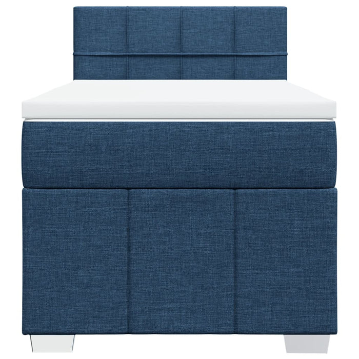 Pat box spring cu saltea, albastru, 80x200 cm, textil WALTI