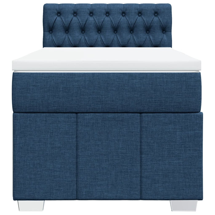 Pat box spring cu saltea, albastru, 80x200 cm, textil - WALTI WALTI