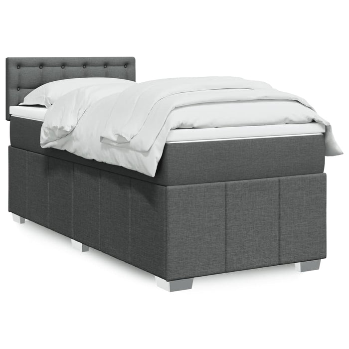 Pat box spring cu saltea, gri închis, 80x200 cm, textil WALTI