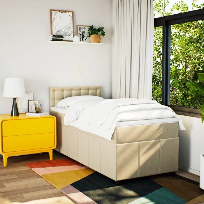 Pat box spring cu saltea, crem, 80x200 cm, textil - WALTI WALTI