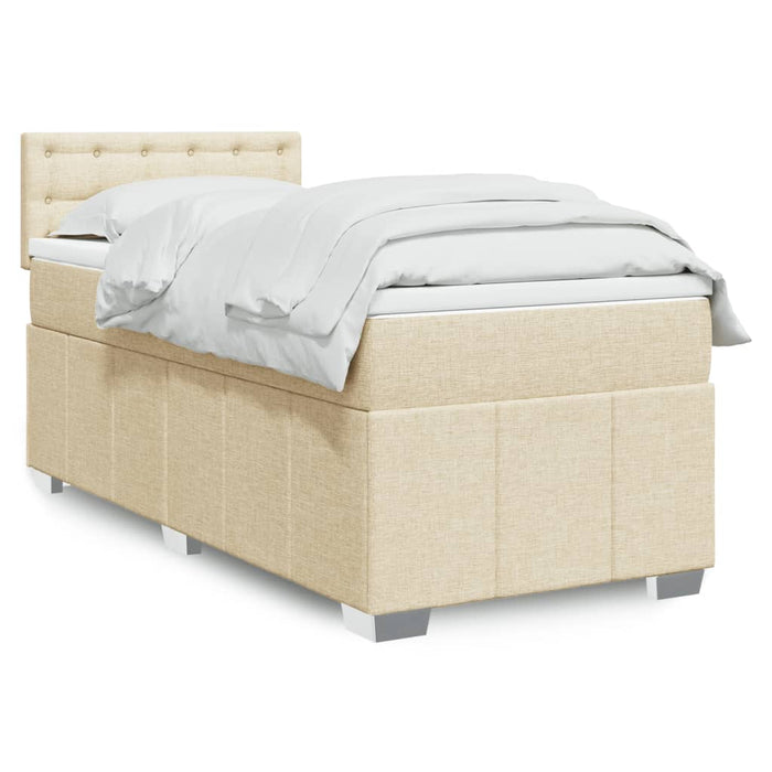 Pat box spring cu saltea, crem, 80x200 cm, textil - WALTI WALTI