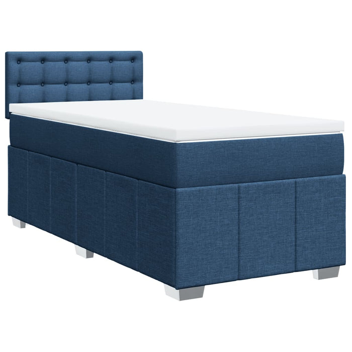 Pat box spring cu saltea, albastru, 80x200 cm, textil WALTI