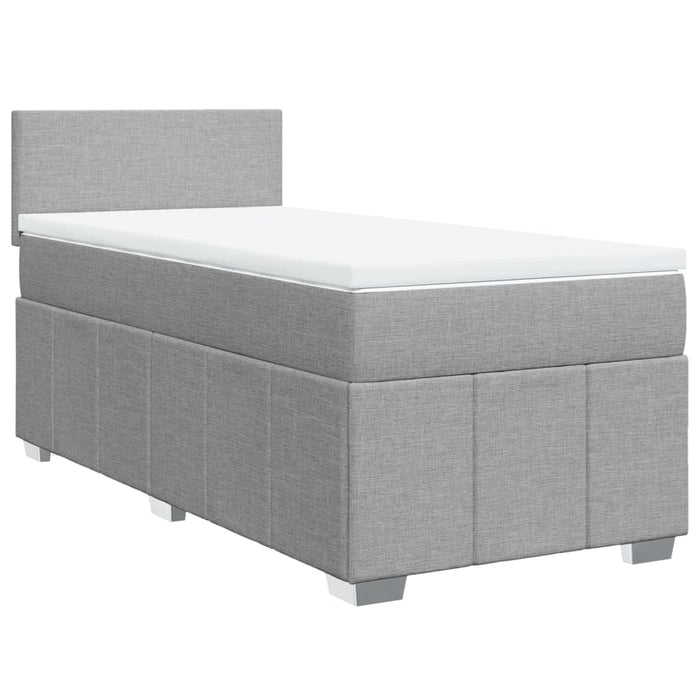 Pat box spring cu saltea, gri deschis, 90x190 cm, textil - WALTI WALTI