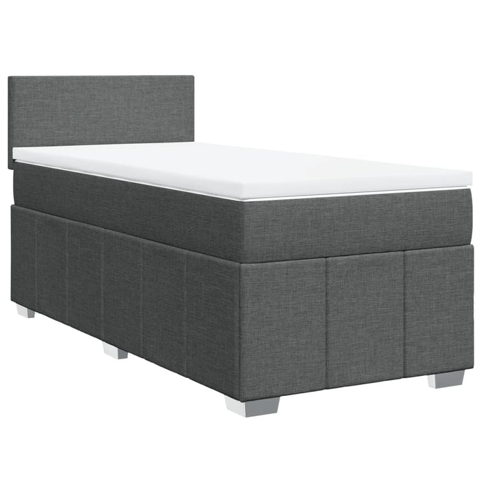 Pat box spring cu saltea, gri închis, 90x190 cm, textil - WALTI WALTI