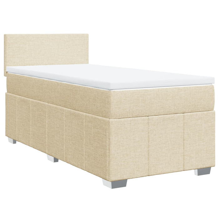 Pat box spring cu saltea, crem, 90x190 cm, textil WALTI