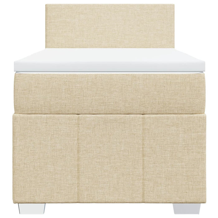 Pat box spring cu saltea, crem, 90x190 cm, textil WALTI
