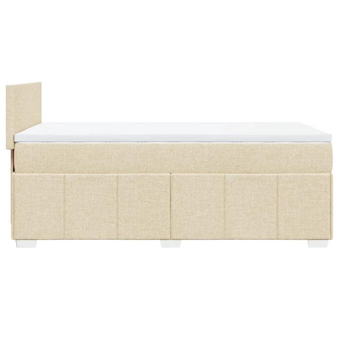 Pat box spring cu saltea, crem, 90x190 cm, textil WALTI