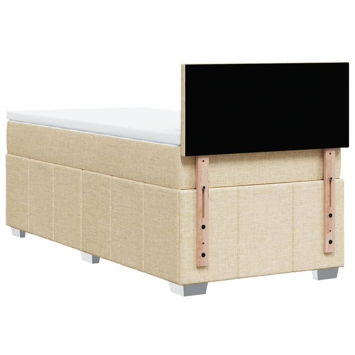 Pat box spring cu saltea, crem, 90x190 cm, textil WALTI