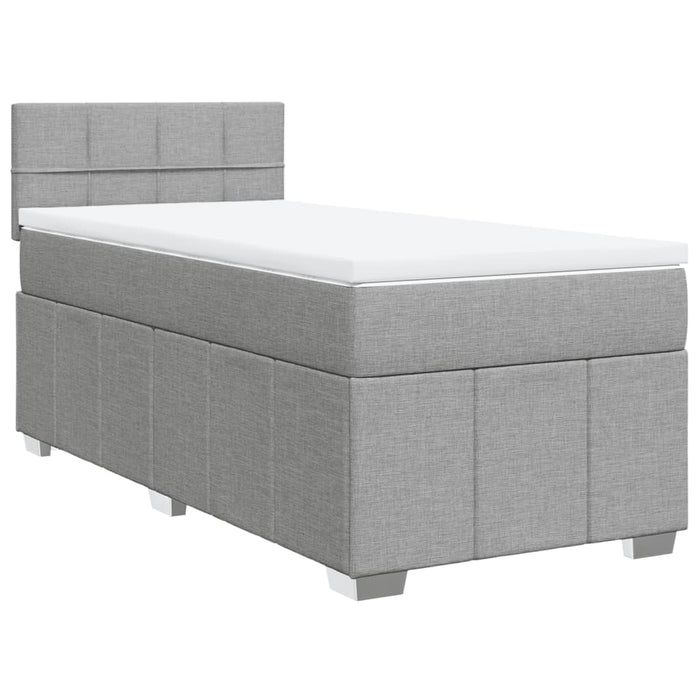 Pat box spring cu saltea, gri deschis, 90x190 cm, textil - WALTI WALTI