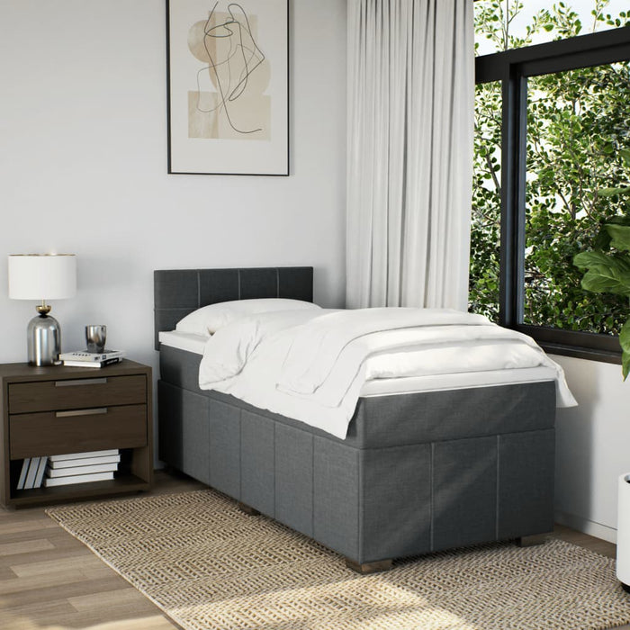 Pat box spring cu saltea, gri închis, 90x190 cm, textil - WALTI WALTI