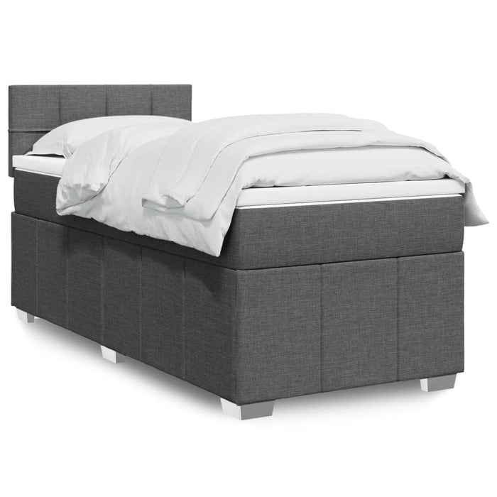 Pat box spring cu saltea, gri închis, 90x190 cm, textil - WALTI WALTI